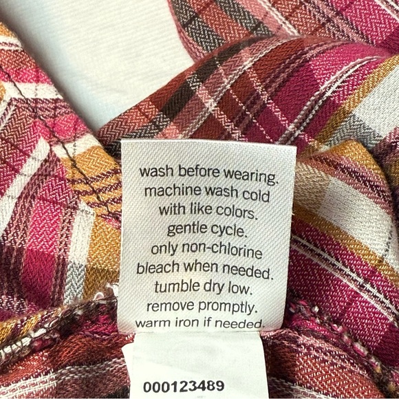 Mudd Juniors Pink Grey Multicolor Tartan Plaid Button Up Hooded Flannel Medium - Picture 10 of 10